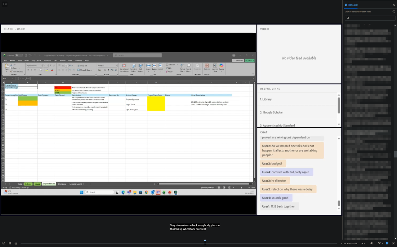 A screenshot of Adobe Connect's recording viewer React app in all its glory